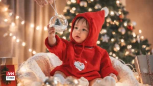 A Chinese kid with charismas tree