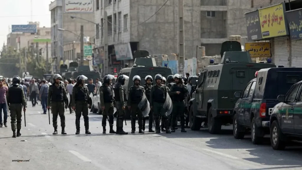 Iranian security forces deployed during protests, which authorities say turned violent.