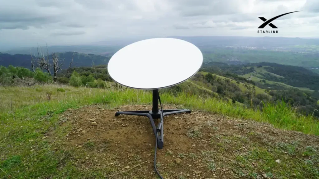 Starlink satellite internet dish installed outside a rural home