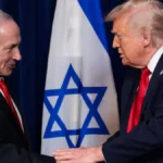 trump and netanyahu handshake