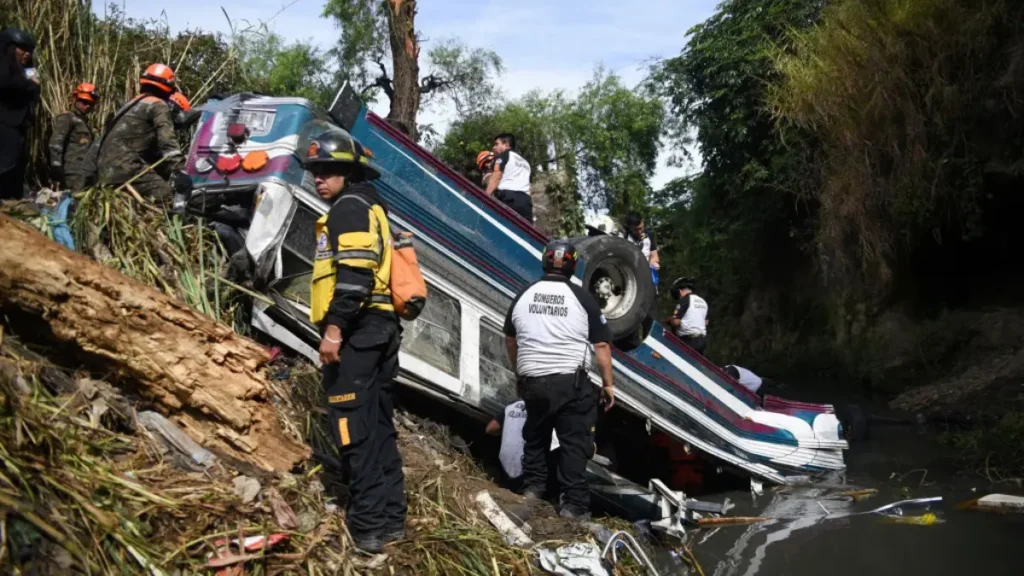 Bus crash in Guatemala leaves at least 15 dead after plunging into ravine