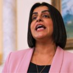 Home Secretary Shabana Mahmood addressing Parliament or a press conference